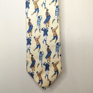 Lands End Vintage Silk Neck Tie Golfing Golf LONG 62"